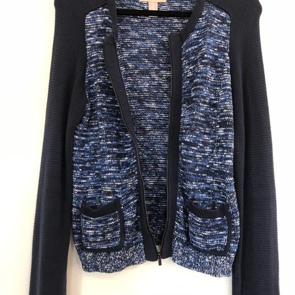 Banana Republic Raglan Zip Up Sweater Blue Medium - Picture 2 of 4